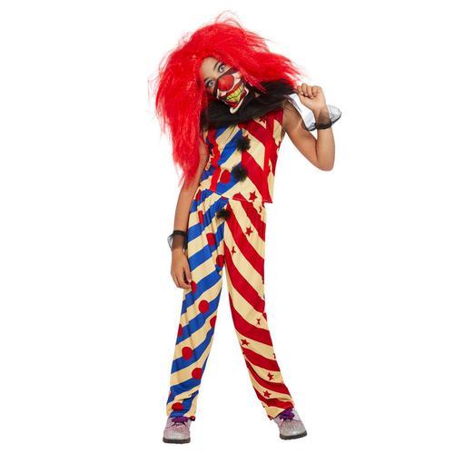 Déguisement Creepy Clown Bicolore Fille - Taille: 10-12 Ans (145/158 Cm)