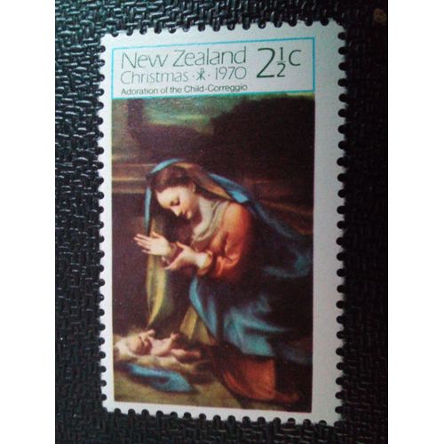 Timbre Nouvelle-Zelande Yt 522 Adoration Du Christ, Antonio Correggio 1970 ( 0031004 )