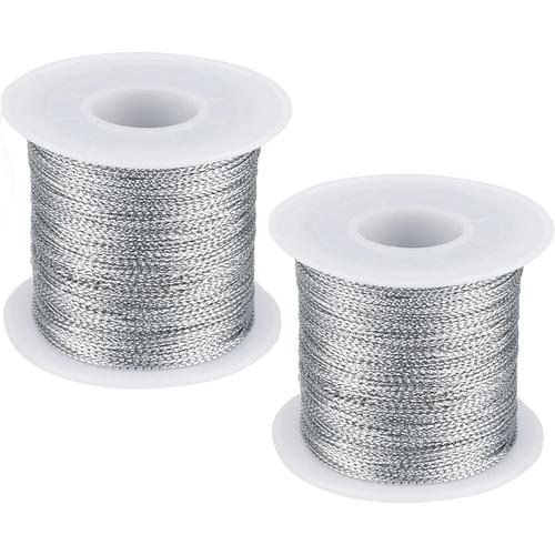 Corde De Noël 200m 1mm Fil Ciré Corde En Polyester Coton Fil Tressé Cordon De Bijoux Métallique Cordon Guirlande De Corde Cordon De Loisirs Créatifs