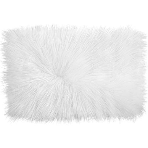 Coussin de Banc Tapis Pelucheux en Fausse Fourrure Blanche Douce pour Chambre à Coucher Balcon canapé Lecture décoration de Sol pour Chaise de Voiture Couloir cheminée Salon (rectangulaire)