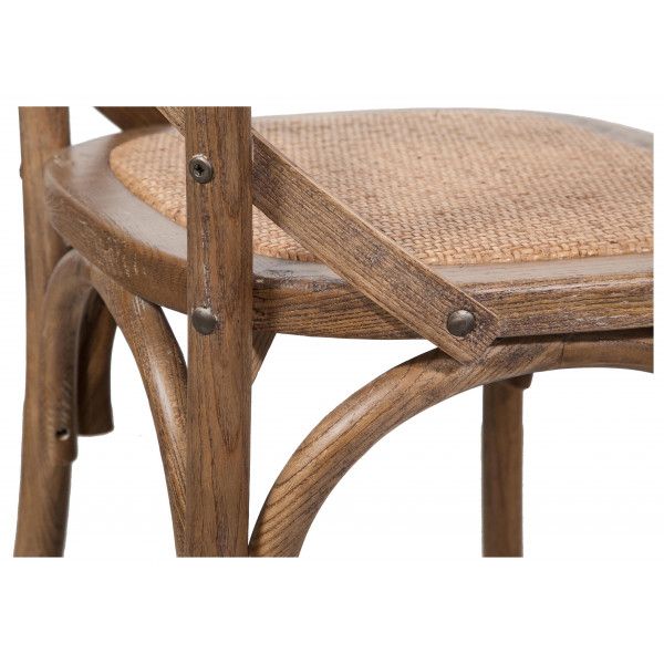 Chaise Thonet en frêne massif et siège en rotin, finition en bois vieilli  46x42x86 cm