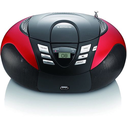 mini chaine hifi stéréo FM CD MP3 USB rouge noir
