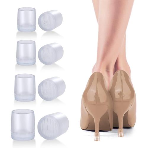 Lot De 8 Paires De Semelles De Protection De Talon En Caoutchouc Transparent Pour Talons Hauts, Réparations, Embouts De Protection Pour Chaussures Pour Femme, Bottes Pour Mariage, Herbe, Jardin