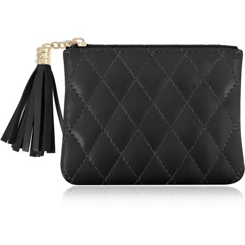 Portefeuille Femme, Petit Portefeuilles, Mini Porte-Monnaie en Cuir, Sac à Monnaie, Porte-clés, Porte-Monnaie Femme Mini Portefeuille pour Femme (Black)