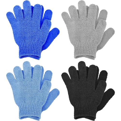 4 Paires Gants Exfoliants Bambou Nettoie Et Purifie La Peau Pour Douche Spa Massage Et Élimination Des Cellules Mortes Massage Spa Douche Pour Hommes Femmes Enfants 4 Couleurs