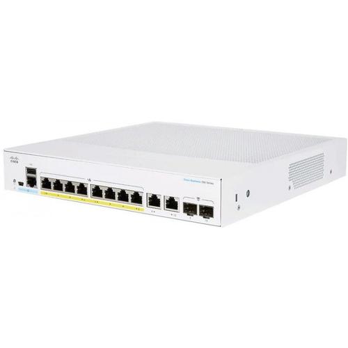 Cisco Business 250 Series CBS250-8FP-E-2G - Commutateur - C3 - intelligent - 8 x 10/100/1000 (PoE+) + 2 x SFP Gigabit combiné - Montable sur rack - PoE+ (120 W)