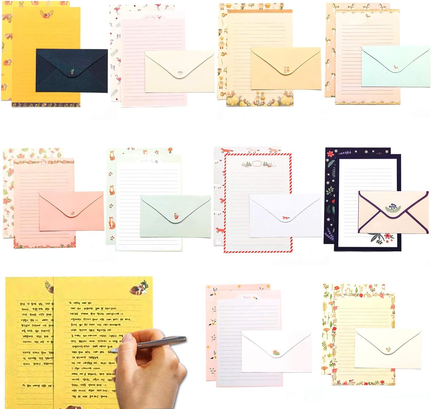 Papiers à Lettre,Papier à Lettre Ensemble,Papier à Lettres et Enveloppes,Enveloppes Papier a Lettre,Papier de Correspondance Ensemble,Lettre Enveloppe En Papier,Papeterie avec enveloppe (B)