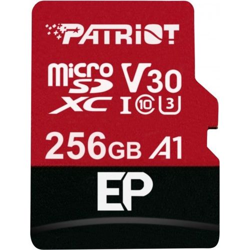 Patriot EP Series - Carte mémoire flash (adaptateur microSDXC vers SD inclus(e)) - 256 Go - A1 / Video Class V30 / UHS-I U3 / Class10 - microSDXC UHS-I