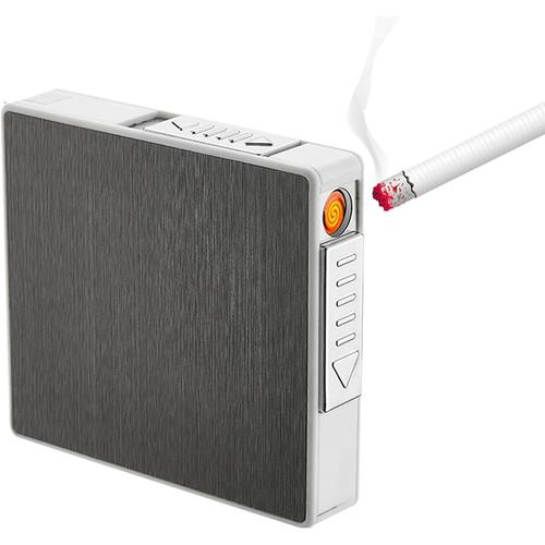 Étui à Cigarettes avec Briquet Électrique, Étui à Cigarettes avec Briquet en Métal, Électrique USB Rechargeable, sans Famme, Portable, sans Gaz, Coupe-Vent, pour 20 Cigarettes Standard