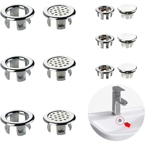 Lot de 12 Anneau de Trop-Plein d'Évier, Bagues pour Trop-plein de Lavabo, Garniture Évier de Trou Rond, Pièces de Rechange Insertes de Trou Rond, pour Bassin de Cuisine de Salle de Bains