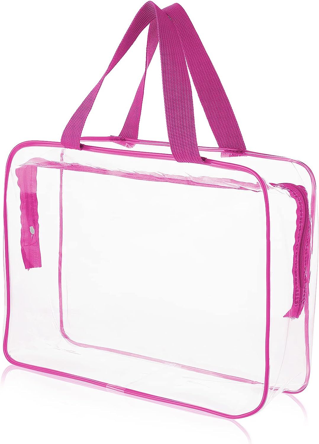 Sac Fourre Tout Transparent Grande Trousse De Rangement Transparente Imperméable À l'eau Et pour Cosmétiques Fermeture Éclair Organisateur Produits Toilette Main Voyage Tendance Rose Rouge