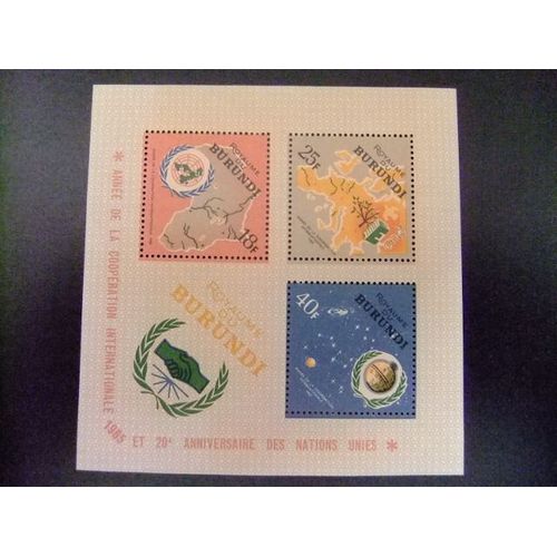 58 Burundi 1965 / Coperacion Internacional Y 20 Aniver. Onu / Yvert Bloc 9 ** Mnh