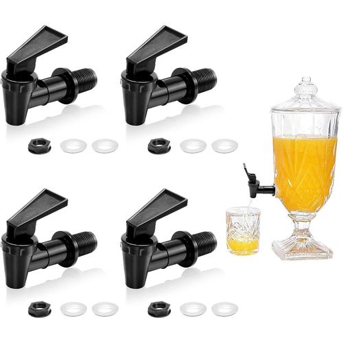 Plastique Robinet, 4 Pièces Distributeurs de Boissons Robinet De Tonneau Robinet de Rechange Réutilisable Fermenter Vin pour Fût de Bière Jus Fontaine à Boire, Verre Café, Jus