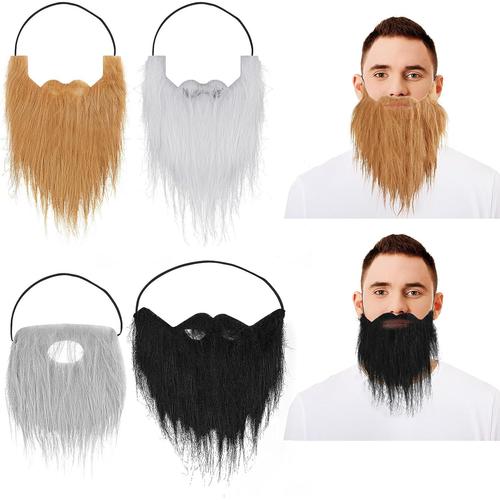 4 styles de fausses barbes, sourcils, moustaches, amusants, autocollants, fantaisie, moustache, fête, festival, costume et fournitures d'Halloween, décorations photo, fête masquée