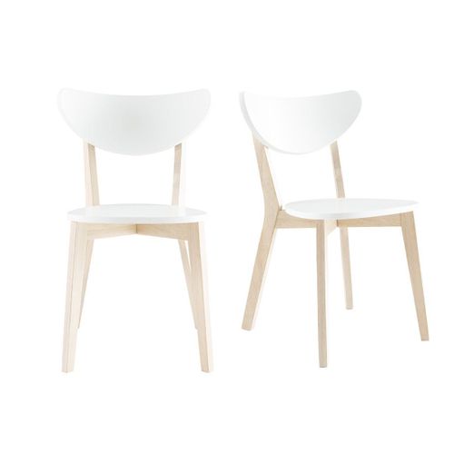 Chaises Scandinaves Blanc Et Bois Clair (Lot De 2) Leena