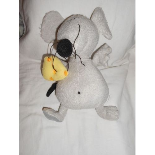Peluche Doudou Souris Grise Rat Vert Baudet Vertbaudet Morceau De Fromage Gruyere Sadas 32cm Bille Dans Le Corps