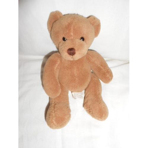 Doudou Peluche Ours Marron Caramel Vertbaudet Vert Baudet Assis 17cm