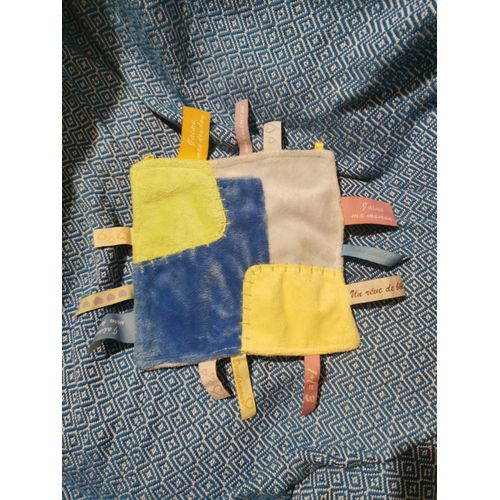 Doudou Plat Bleu Étiquette J'aime Mon Papa Ma Maman Mon Doudou Un Rêve De Bébé