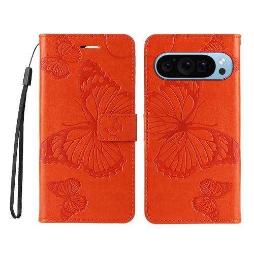 Étui Pour Google Pixel 9 5g Flip Kickband Couverture Antichoc Couverture Magnétique Cuir Pu Avec Support De Fente Pour Carte - Couleur Orange