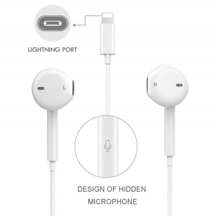 Filaire Écouteur écouteurs pour iPhone 12 12 Pro Max 7 8 X 10 XR XS 11  Bluetooth
