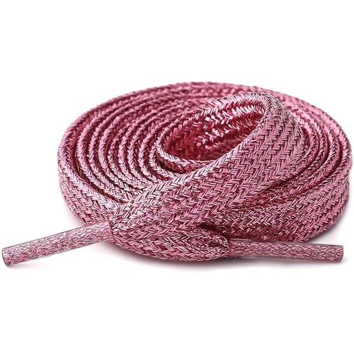 Rose Lacets Plats Métalliques Scintillants À Paillettes 8 Mm De Large Lacets De Chaussures De Rechange Pour Chaussures De Sport, Chaussures De Sport Et Bottes