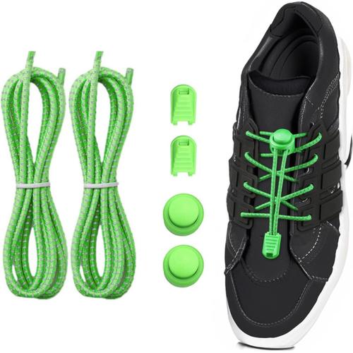 Vert Fluorescent Lacets Élastiques Sans N¿Ud | Verrouiller Les Lacets Pour Baskets Avec Réflexion - Chaussures Vitesse, Accessoires Chaussures Pour Chaussures Plates, Fitness, D'usure