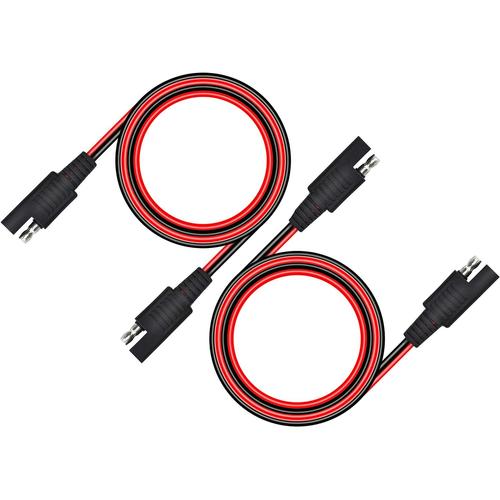 Noir, Rouge Lot De 2 Cables D'extension Sae Vers Sae À 2 Broches À Connecter/Déconnecter Rapidement, Calibre 18 Awg, Prise De Cable D'alimentation Cc Robuste (50 Cm)