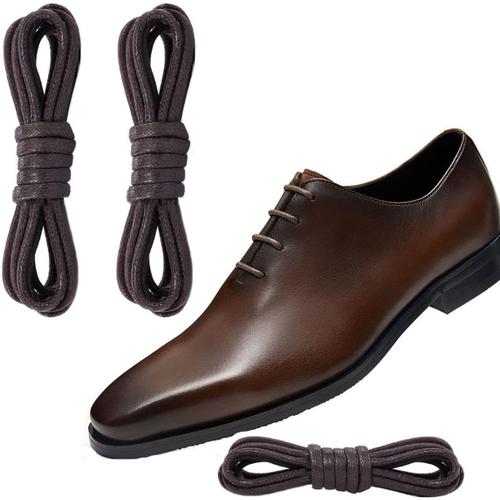 Marron Foncé Lacets Ronds [4 Lacets] 2 Paires De Lacets Cirés Pour Chaussures Habillées ¿ 3 Mm De Large/Formel Affaires Oxford Chaussures Lacets Pour Homme Ou Femme Chukka/Desert Boots