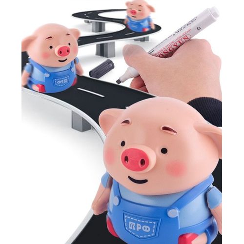 Machine À Induction Automatique Cochon Voiture Jouet Cochon Suivre Ligne Dessin Animal Avec Lumière Et Musique Jouet Éducatif Enfants Cadeau