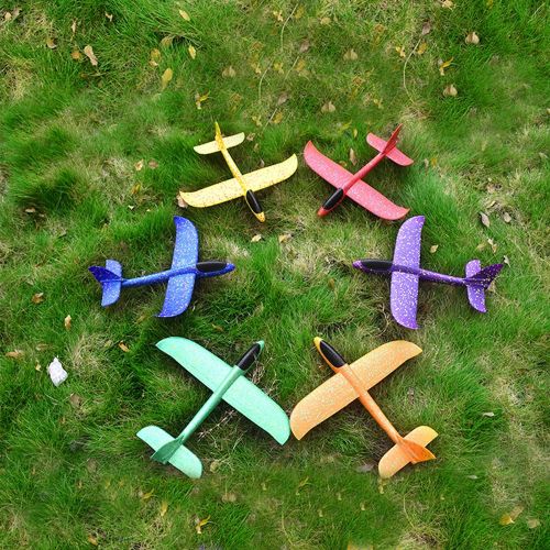 Enfants En Plein Air Main Jeter Mousse Avion Main Lancement Bricolage Jeter Automne Planeur Modèle Volant Jouet Enfants Cadeau Couleur Aléatoire