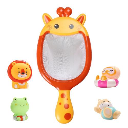 5 Pièces/Ensemble Bébé Bain Jouets Girafe Filet De Pêche Jouets De Pêche Enfants Salle De Bain Piscine Douche Pincement Musique Bain Jouets