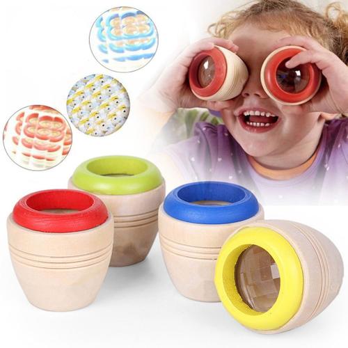 4 Pièces En Bois Kaléidoscope Jouet Mini Polygone Abeille Effet Oeil Polygone Prisme Jouets Éducatifs Pour Enfants