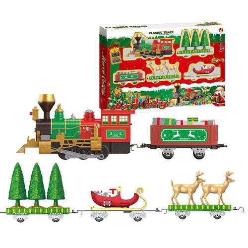 Train De Noël Musique Lumières Électrique Assemblé Piste Jouet Ensemble Cadeaux De Noël Avec Lumières Et Sons Enfants Cadeaux