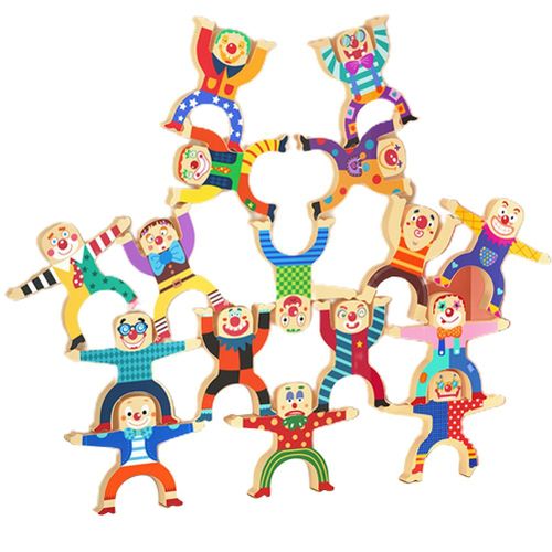 Jeu D'empilage En Bois Pour Enfants Jouet Clown Chaîne Jouet Bloc D'équilibre Éducation De La Petite Enfance Développement Intellectuel Jouet Cadeau