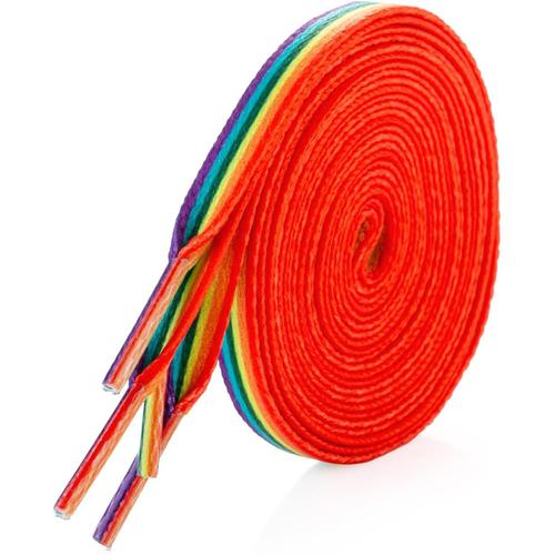 2 Paires De Lacets Arc-En-Ciel Plats 8mm De Large Pour Les Chaussures D'entraînement, Les Bottes De Sport, Les Lacets Élastiques Multicolores 140cm, Les Lacets Plats Longs Pour Les Accessoires