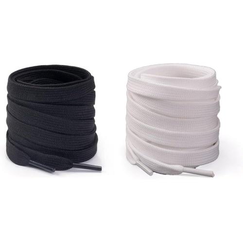 2 Paires - Lacets Plats En Polyester Indéchirables De Haute Qualité Pour Chaussures De Sneakers, Baskets De Sport, Chaussures De Course, Baskets De Gymnastique 8-10 Mm De Large