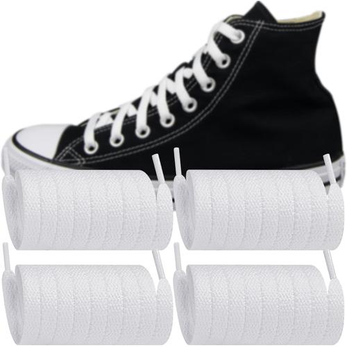 Blanc 2 Paires Lacets Pour Converse Haute Montante Plateforme Chaussures, Lacet Plats De Remplacement Shoelaces Laces