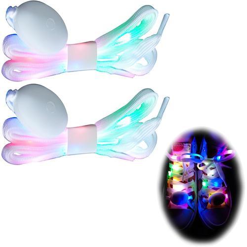 Lacets Clignotants Led Nylon, 3 Modes 7 Couleurs, Lumineux Lacets 120 Cm Brillants, Décoration De Chaussure Éclairage Blanc Pour Fête Hip Hop Danse Cyclisme Randonnée Patinage