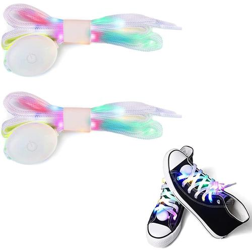 Lacets Clignotants Led Nylon,3 Modes 7 Couleurs,Chaussure Clignotant Blanc Éclairage Fête Hip Hop Danse Décoration Cyclisme Randonnée Patinage À Roulettes Roller