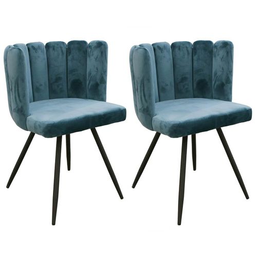 Charlotte - Lot De 2 Chaises Velours Bleu