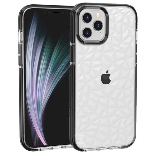 Coque Silicone Iphone 12 Pro, Protection Antichoc Solide 3d Élégant Motif Diamant - Noir