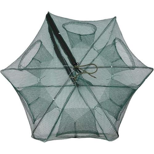 Filet De Peche, Piege Poisson Filet De P¿ºche Pliable, Filet De P¿ºche Automatique Cage De Crevette En Nylon Pi¿¿Ge ¿¿ Poissons Crabe Moul¿¿ 6/12 Trous (Design: 6 Holes)