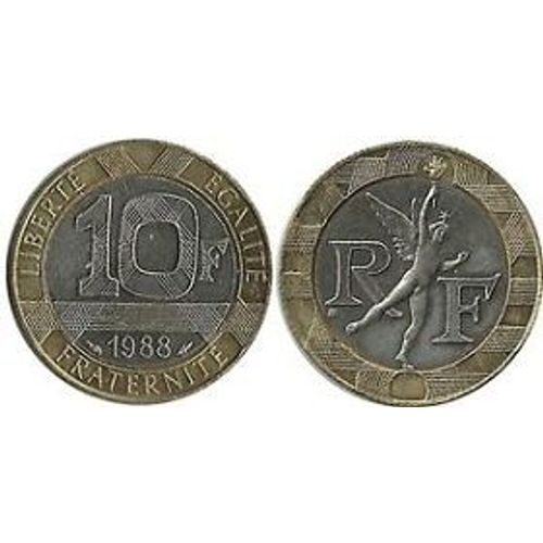 Pièce 10 Francs Génie De La Bastille Bicolore 1988