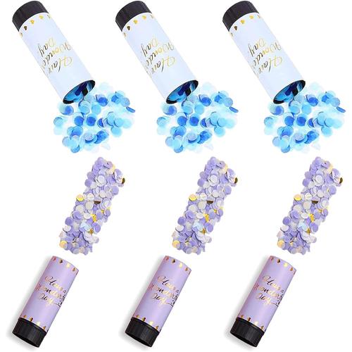 Lot de 6 Canons ¿¿ Confettis Poppers en Papier canon ¿¿ confettis Bleu et Violet Confettis de Table Ronds en Papier Tube de Confettis pour Mariage Anniversaire Saint-Valentin