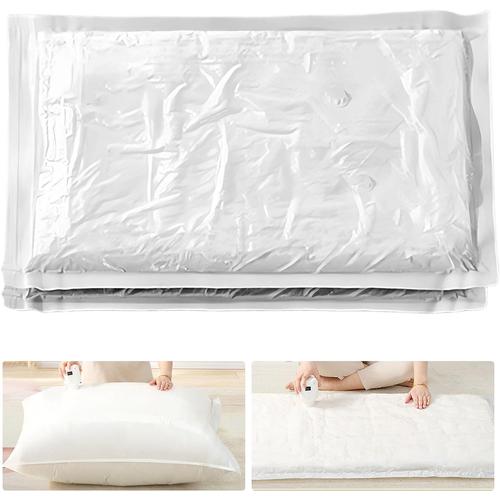 Transparent Lot de 2 sacs de rangement sous vide pour matelas - 240 x 130 cm - Réutilisables - Avec valve hermétique - Pour matelas, vêtements, couettes, linge de lit