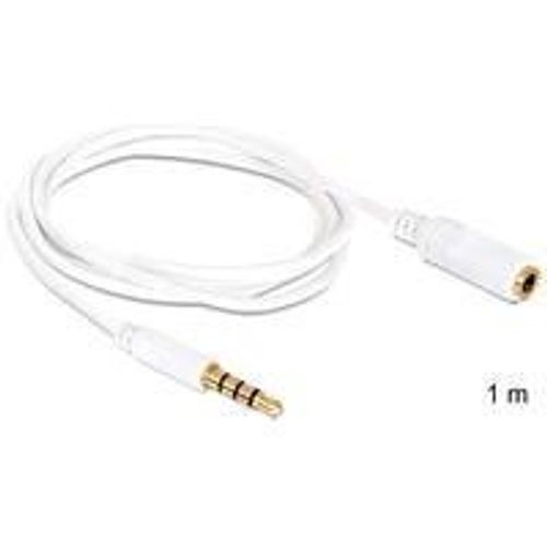 Delock - Câble audio - mini-phone stereo 3.5 mm mâle pour mini-phone stereo 3.5 mm femelle - 1 m - blanc