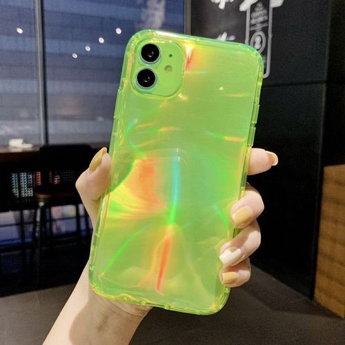 Coque Laser Brillante Iphone 12 (6,1""), Protection Tpu Ultra-Fine Antichoc - Vert