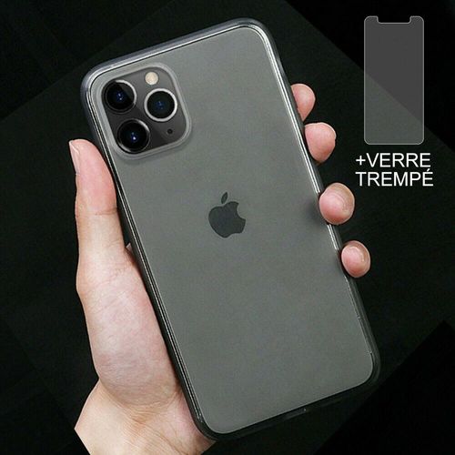 Coque Iphone 12 Mini + 2 Verres Trempésé Protection Écran,Souple Silicone Étui Protecteur Bumper Clair Gris