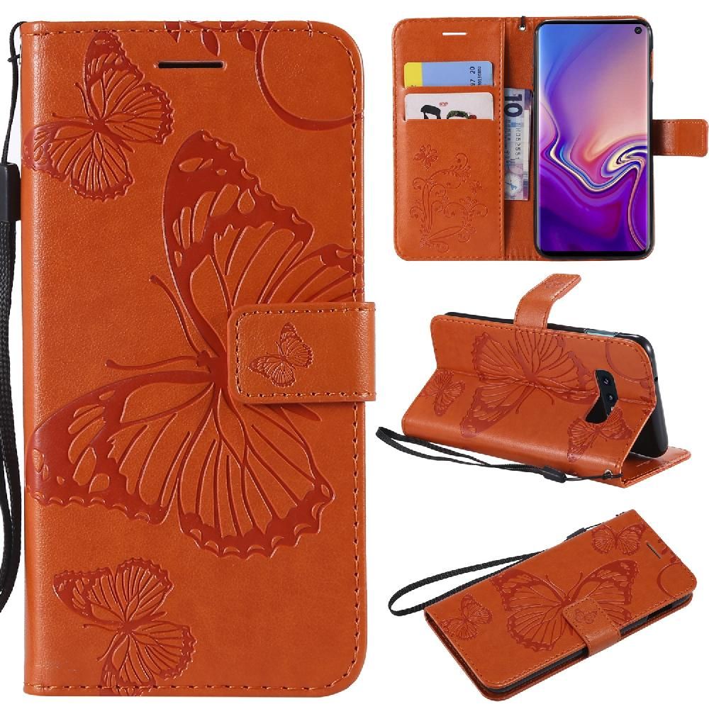 Étui Pour Samsung Galaxy S10e Flip Kickband Cuir Pu Couverture Magnétique Avec Support De Fente Pour Carte Couverture Antichoc - Orange