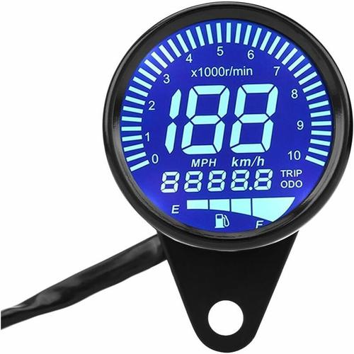 Compteur De Vitesse De Moto,Odomètre Tachymètre 66mm Universel Digital Led Compte-Tours Compteur Kilométrique Indicateur De Vitesse Noir Goodnice